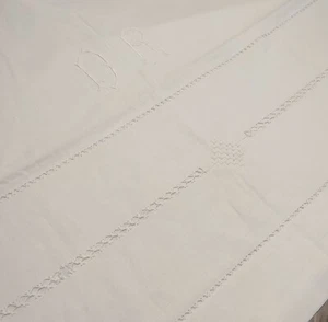 ancien grand drap metis  jour echelle - monogramme DR   230cm x 320cm - Imagen 1 de 14