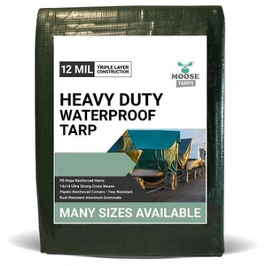Heavy Duty Poly Tarp 15x15 Waterproof Tarpaulin 12 Mil Multipurpose Shade Cover - Picture 1 of 10
