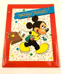Carpeta de bolsillo escolar vintage Walt Disney Mickey Mouse EE. UU. AÑOS 80 - Imagen 1 de 12