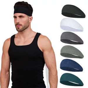 Men Women Sports Headband Yoga Gym Sweatband Hair Bands Head Prevent Sweat Band - Picture 1 of 24