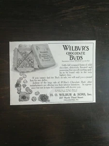 Vintage 1909 Wilbvr's Chocolate Buds H.O. Wilbur & Sons Original Ad - Picture 1 of 1