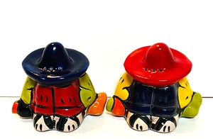 Talavera Mexican Senor taking a Siesta with Sombreros Salt and Pepper Shaker Set - Picture 1 of 5