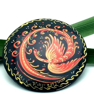 Firebird Traditional Hand Painted Lacquered Brooch Fairy Tale Handmade Pin - Picture 1 of 2