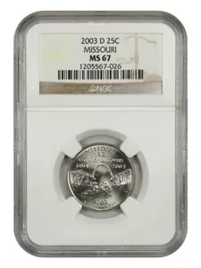 2003-D 25C Missouri NGC MS67 - Washington 50 States Quarters - Picture 1 of 2