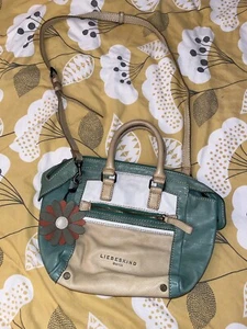 Liebeskind Leather Handbag Green Beige Shoulder Bag Designer - Picture 1 of 17
