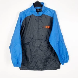 Vintage 90s Nike Youth Boys Windbreaker Jacket Sz Large (14-16) Black Blue - Picture 1 of 3