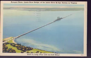 VIRGINIA VA 1941 Newport News James River Bridge cartolina di lino - Foto 1 di 2