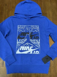 NWT Nike Jordan Boys Medium 10-12 Pullover Hoodie Blue Black White - Picture 1 of 1
