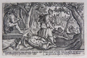 Pyrame et Thisbé Gravure du 16e ou 17e siècle mythogie - Picture 1 of 2