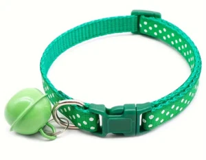 Pet Collar Cat Dog Adjustable Colorful Polka Dot Print Big Bell & Safety Buckle - Picture 1 of 1