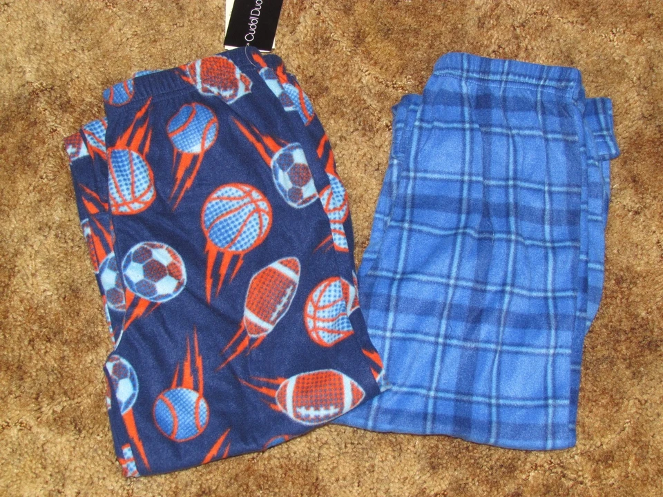 Boys Cuddl Duds NWT blue stripe & sports 2 pack lounge pants size 8 - Image 1 of 1