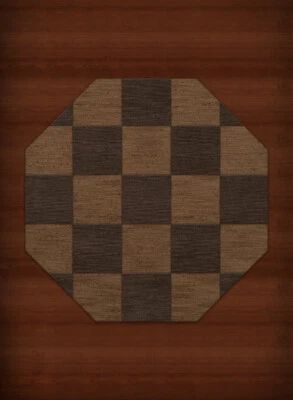 Yellow Transitional Hand Hooked Checkered Squares Grid Area Rug Checked DV15 - Image 1 of 2