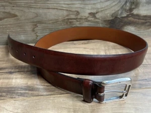 Cinturón de cuero genuino para hombre de 1,5 pulgadas con hebilla de tono plateado marrón talla 34 - Imagen 1 de 8