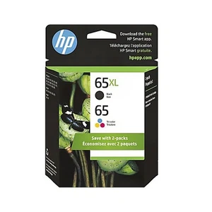HP 65XL/65 Black High Yield and Tri-Color Standard Yield Ink Cartridge 2/Pack - Picture 1 of 9