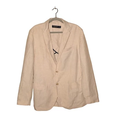 Blazer NAUTICA $295 Piedra Beige Lino Algodón Dos Botones Para Hombre Mediano Foto 1 de 4