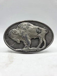 Buffalo Nickel Style FP Pewter colored Belt Buckle Adezy Woolaroc 1980 - Picture 1 of 6