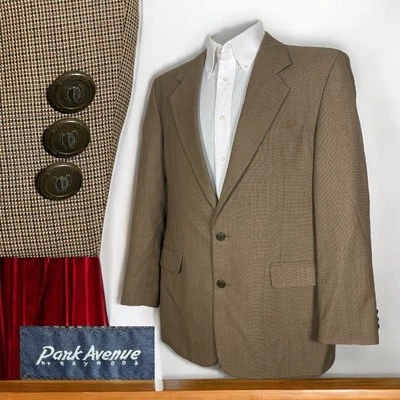 Casaco esportivo masculino Park Avenue 40R marrom multicolorido poliéster latão botões de metal - Imagem 1 de 4