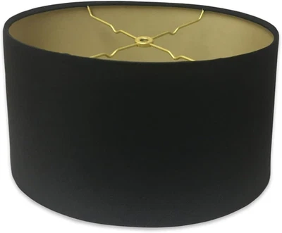 Royal Designs, Inc. Shallow Oval Hardback Lamp Shade, HB-611-10BLK/GL, Black, (8 - Image 1 of 4