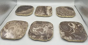 Zodax 6er Set Achat Goldrand Quadratisch Untersetzer 4” x 4”. - Bild 1 von 8