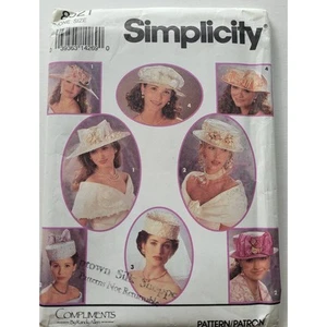 Sombreros de novia vintage años 90 patrón de costura ala grande pastillero estilo simplicidad 8521 - Imagen 1 de 4