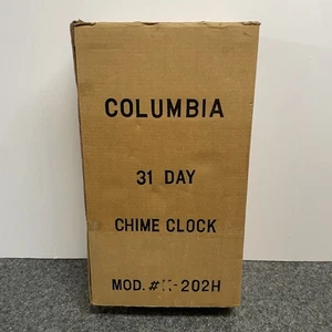 VTG New Old Stock COLUMBIA 31 Day Chime Clock Model K -202H Wood/Gold Pendulum - Picture 1 of 12