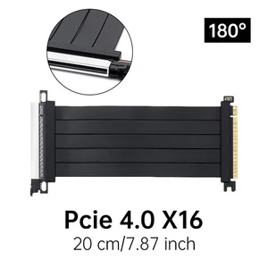 Cable de extensión de tarjeta gráfica de 180 grados negro 20 cm macho a hembra PCIe 4,0 x16 - Imagen 1 de 8