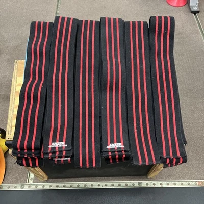 Inzer Iron Knee Wraps Z Red And Black 2 PAIR  Powerlifting/Squat - Image 1 of 4