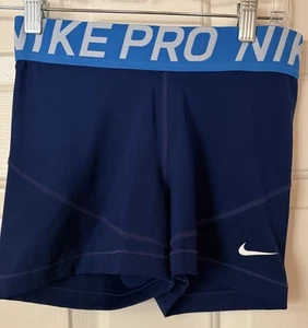 Nike Women's Pro 3” Shorts Size Small Dri Fit Tight Compression Two Tone Blue - Picture 1 of 3