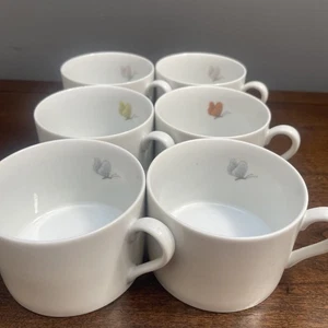 Juego de 6 tazas de amapola pastel Fitz & Floyd de 8 oz (la séptima está agrietada) ¡dulce! - Imagen 1 de 15