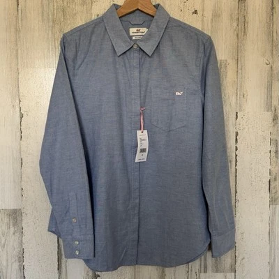 Camisa Vineyard Vines Oxford Bolsillo Abotonada Azul Marea Mujer Talla 10 Foto 1 de 4