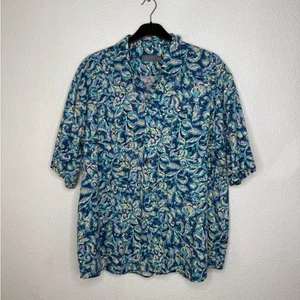 Talbots Vintage Mens Button Down Pattern Short Sleeve Shirt Size XXL - Picture 1 of 4