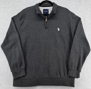 Suéter Pullover US Polo Assn 1/4 Cremallera Para Hombres 2XL Gris Jaspeado Oscuro Logo Cuello Simulado - Imagen 1 de 6