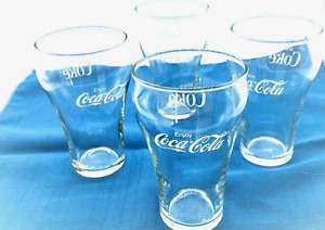 Vintage Coca Cola Glasses Set of 4  12 Oz 1970 Clear Fountain Libby With Logo