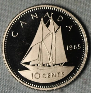 CANADÁ 1985 ~ MONEDA DE 10 CENTAVOS DE PRUEBA ~ 93 ¢ ENVÍO CON SEGUIMIENTO - Imagen 1 de 3