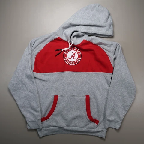 Alabama Crimson Tide Hoodie Mens Medium Gray Red Champion Roll Tide Sweatshirt Cover