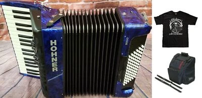 Hohner Bravo III 72 Bajo Azul Piano Acordeón Acordeón + GigBag_Correas_Camisa NUEVO Foto 1 de 4