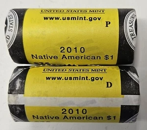 2010-P&D OBW BU Roll of 25 Sacagawea Native American $1 Dollar Coins ,Mint - Picture 1 of 3