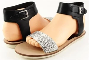 Dolce Vita Naria Schwarz Weiß Leder Designer Knöchelriemen Sandalen 6 M - Bild 1 von 4