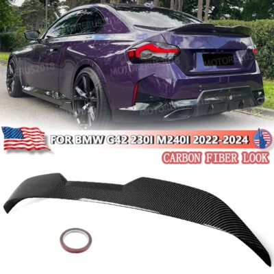 MP Style Trunk Spoiler Wing Lip Carbon Fiber Look Fit BMW G42 230i M240i 2022-24 Foto 1 de 4