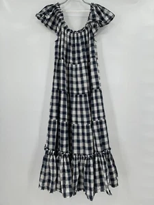 The Great Nightingale Midi Dress in Navy Blue Heart Check Print sz 1 S Small EUC - Picture 1 of 9