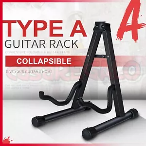 Folding Guitar Stand Floor Rack Electric Acoustic & Bass Gig Holder - Picture 1 of 7