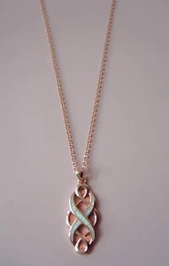 OPAL RAINBOW GEMSTONE PENDANT CHAIN NECKLACE 18CT ROSE GOLD STERLING SILVER  QVC - Picture 1 of 1