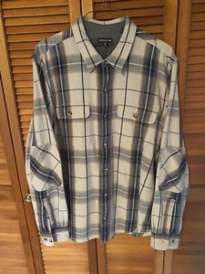 Toad & Co Creme Plaid Heavy Flannel Shirt XL Button Up Long Sleeve Elbow Patch - Picture 1 of 11