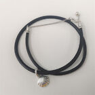 Black Pandora Leather Seashell Choker Necklace