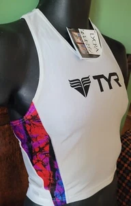 TYR Mens Triathlon Singlet Vest Cycling Sports Running Batik TSI1RD Small (A9) - Picture 1 of 11
