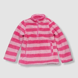 $43 Joules Kids Girl's Pink Striped Long Sleeve Half-Zip Sweater Size 4 - Picture 1 of 3