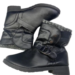 RUE21 ETC Women Ankle Boots Size 8/9 Black Snaps Buckle Low Heel Casual Goth - Picture 1 of 8