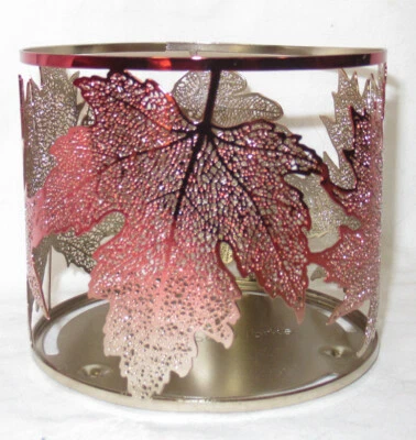 Bath & Body Works 3-Wick Candle Sleeve Holder OMBRE MAPLE LEAVES fall gold - Image 1 of 4