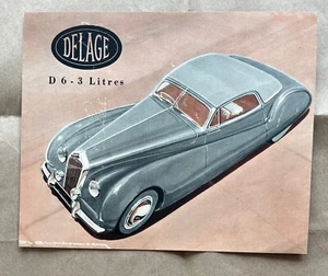 Delage 1948 1949 D6 3 Litres color sales sheet original - Picture 1 of 2
