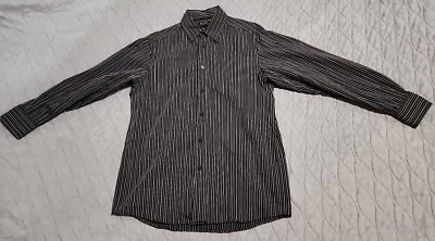 Camisa de vestir Axcess negra manga larga a rayas, talla mediana (usada) Foto 1 de 4
